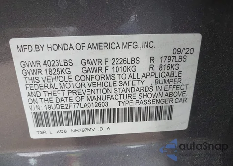 2020 Acura Ilx Premium Package/Technology Package z USA, uszkodzony, nr VIN 19UDE2F77LA012603